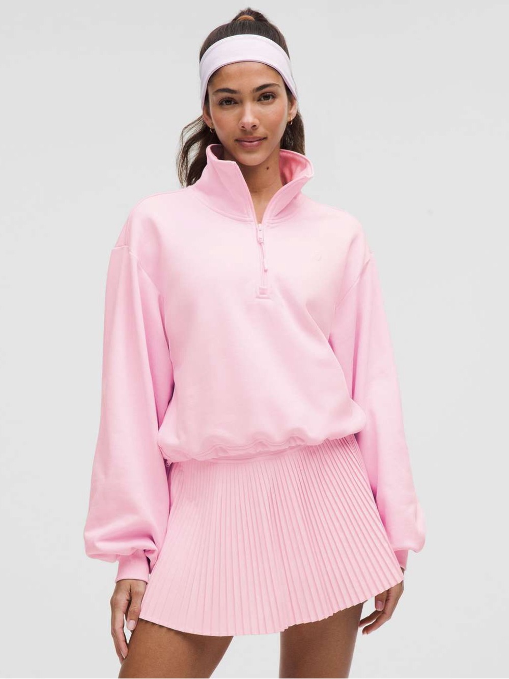 Lululemon Cotton Terry Tennis Half Zip Pink Organza Womens S